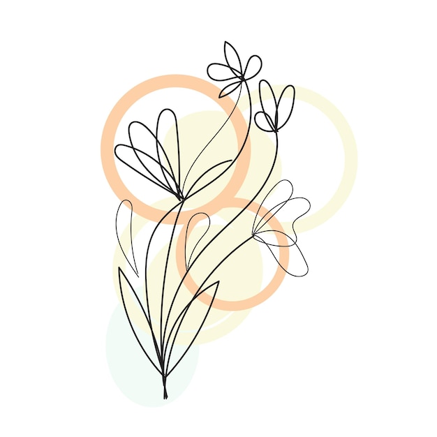 vector flat design of linear leaves and flowers