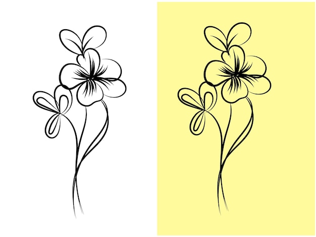 vector flat design of linear leaves and flowers