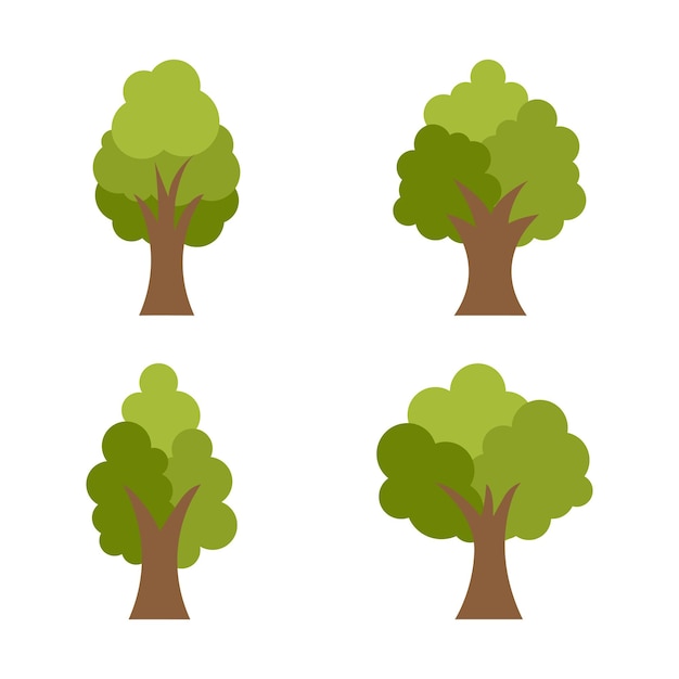 Vector flat design trees set