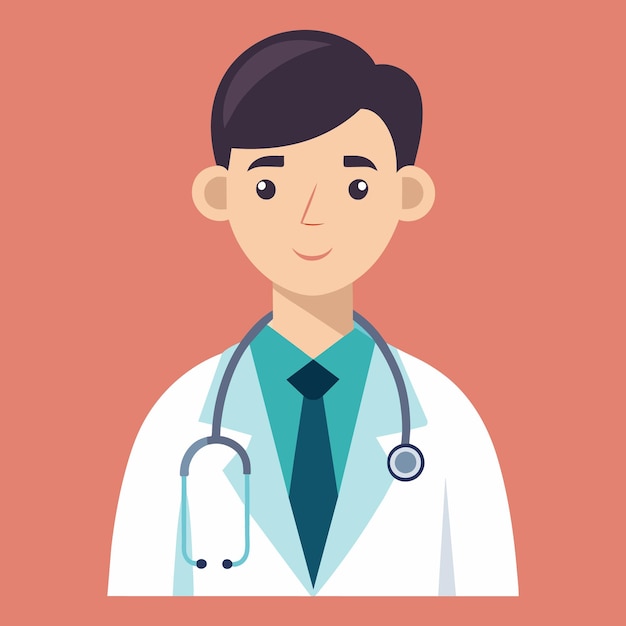 Vector flat doctor with stethoscope character illustration