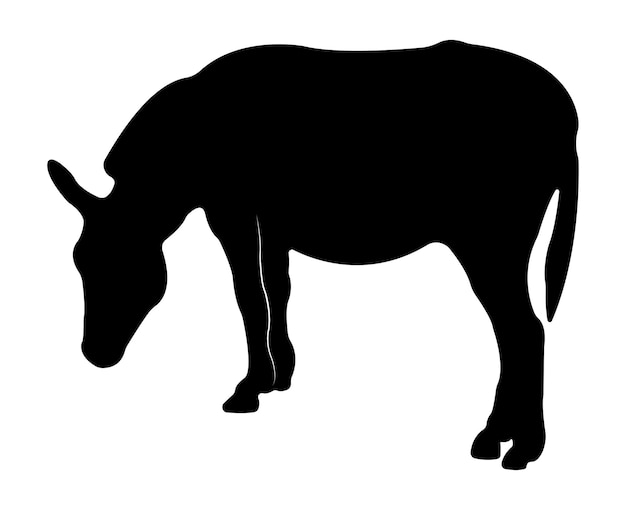 Vector flat donkey silhouette isolated on white background