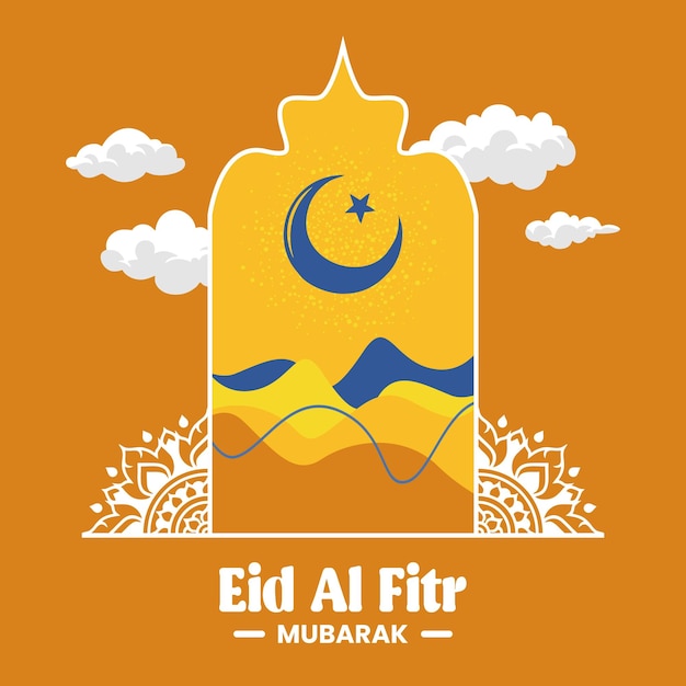 vector flat eid alfitr hari raya aidilfitri illustration