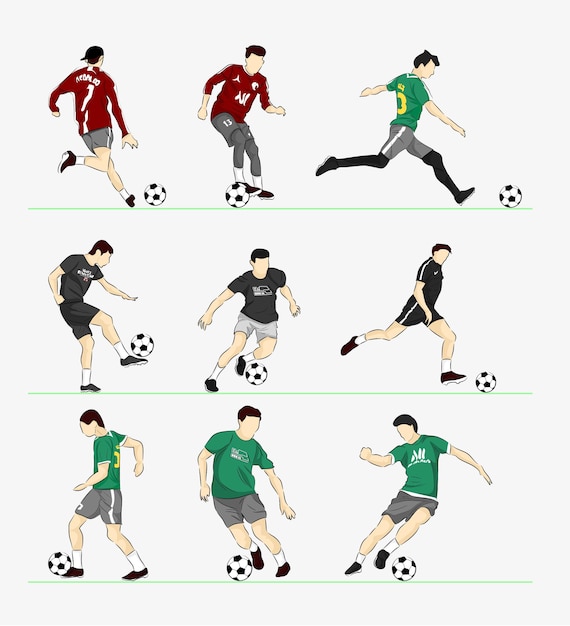 Vector vector flat football players collection