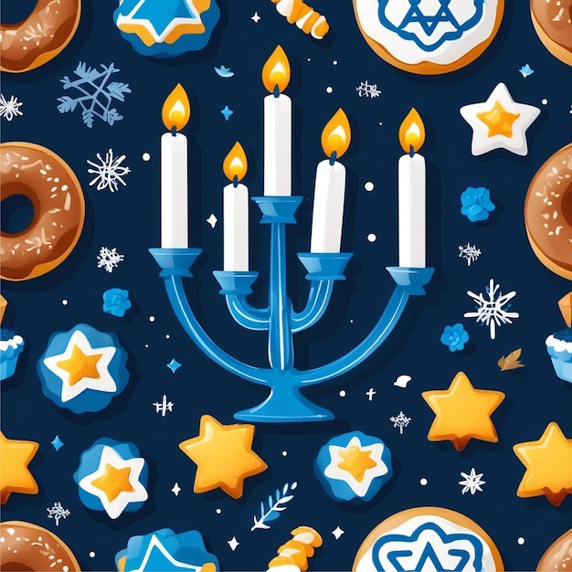 Vector flat Happy Hanukkah social media template