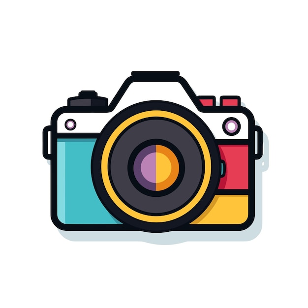 Vector flat icon of a camera with a lens on top