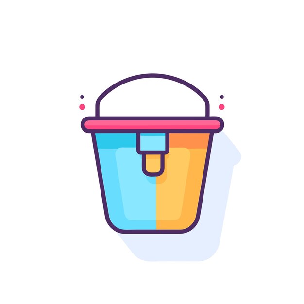 Vector flat icon of a colorful bucket with a handle on a white background