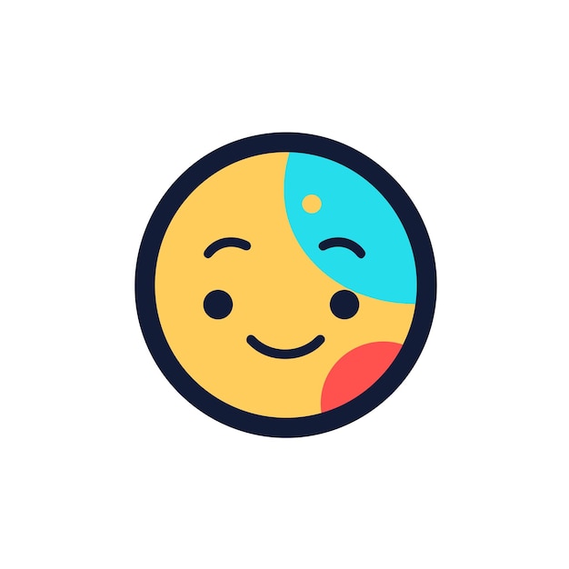 Vector flat icon of a colorful vector illustration of a smiling emoji with two contrasting colors