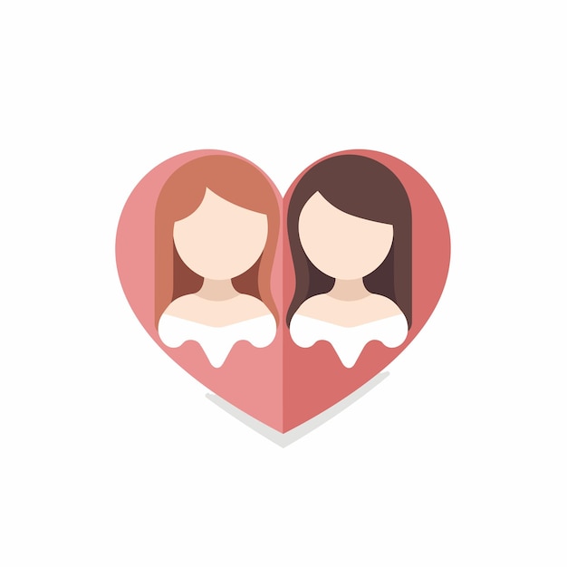 Vector flat icon a couple embracing inside a heart shape