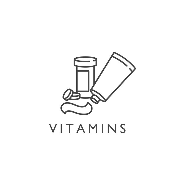 Vector flat icon of medical bottle of pills vitamins capsules lozenges Medication care for the h