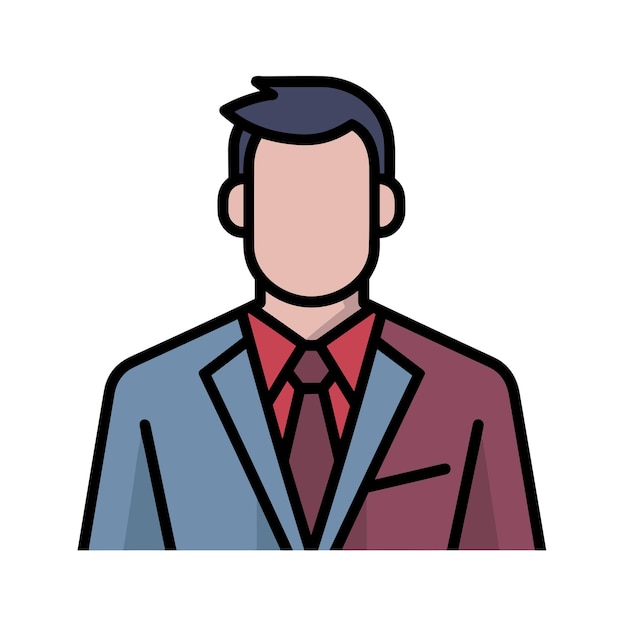 Vector flat icon of a stylish man wearing a suit with a vibrant red tie