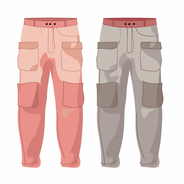 Vector flat icon a stylish pair of pink and grey pants for women