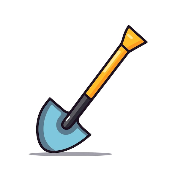 Vector of a flat icon vector of a shovel with a long handle on a white background