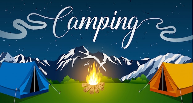 Vector flat illustration camping.