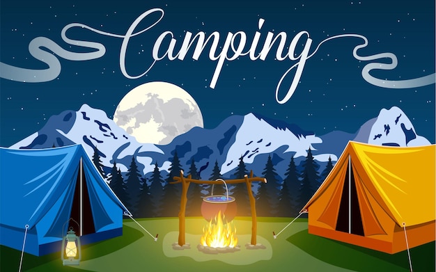 Vector flat illustration camping