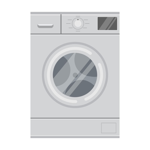 Vector Flat Illustration Light Gray Washing Machine