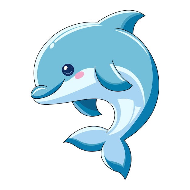 Vector Flat illustration of a Smiling Blue Dolphin Avatar for Social Networks Vector illustration