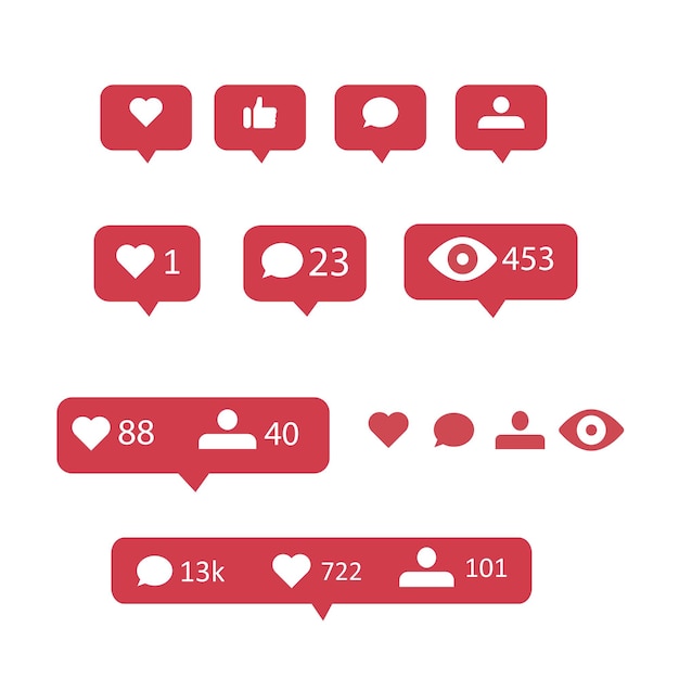 vector flat instagram icons and notifications set