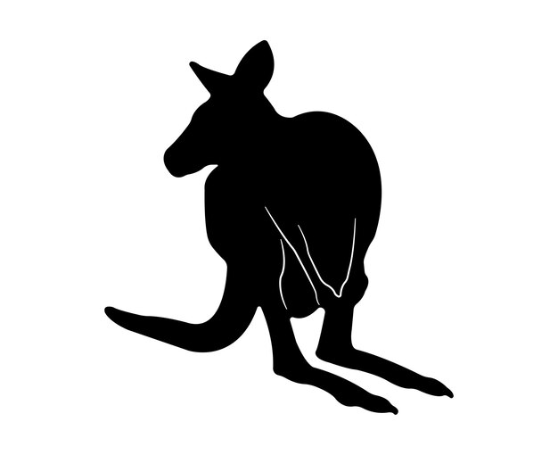 Vector flat kangaroo silhouette isolated on white background