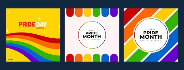 Vector flat lgbt pride month social media template design