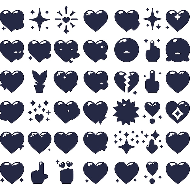 Vector flat love icons set on white background