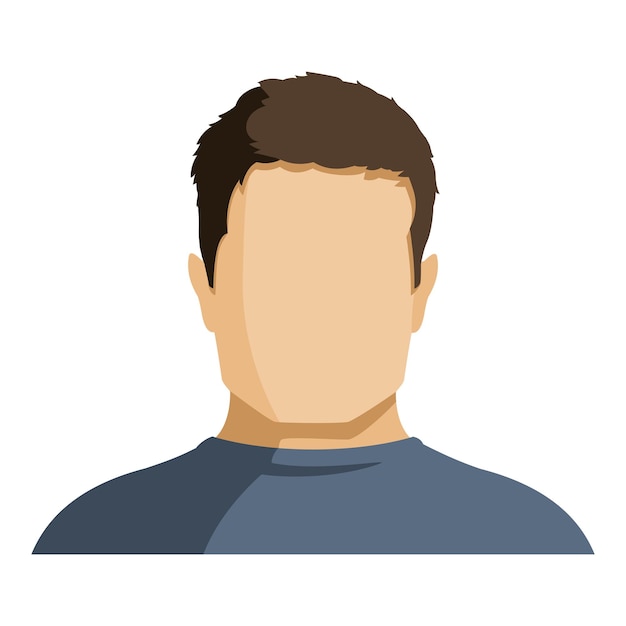 Vector Flat Man Avatar No Face with Hairstyle