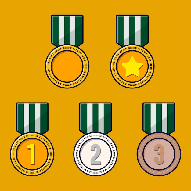 Vector Flat Medal Designs with Multiple Variations