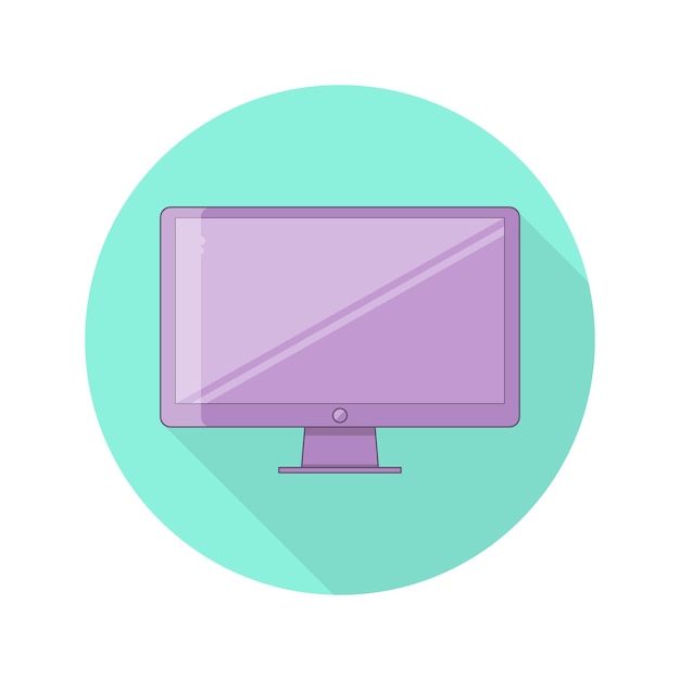 Vector flat monoblock monitor Personal computer color round icon in flat style