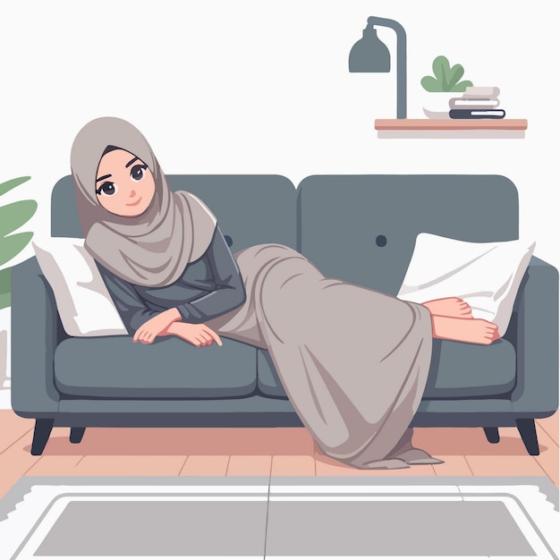 vector flat muslim girl illustration