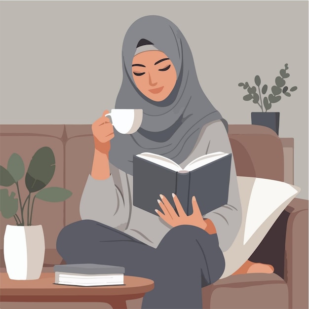 vector flat muslim girl illustration