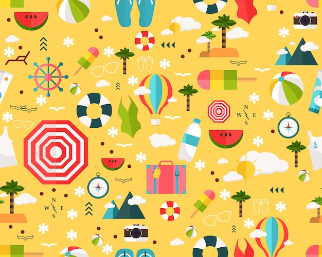 Vector flat seamless texture pattern happy summer .