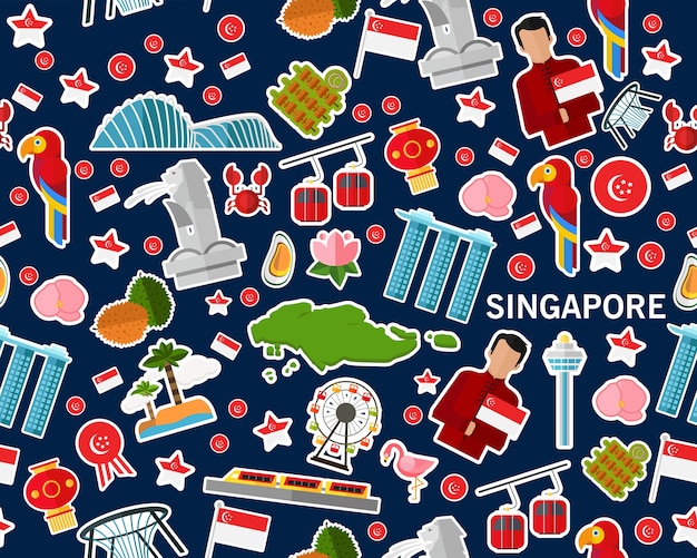 Vector flat seamless texture pattern singapore 