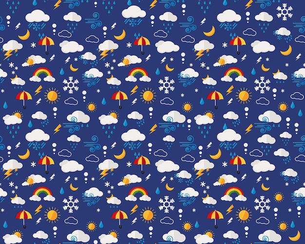 Vector flat seamless texture pattern weather report.