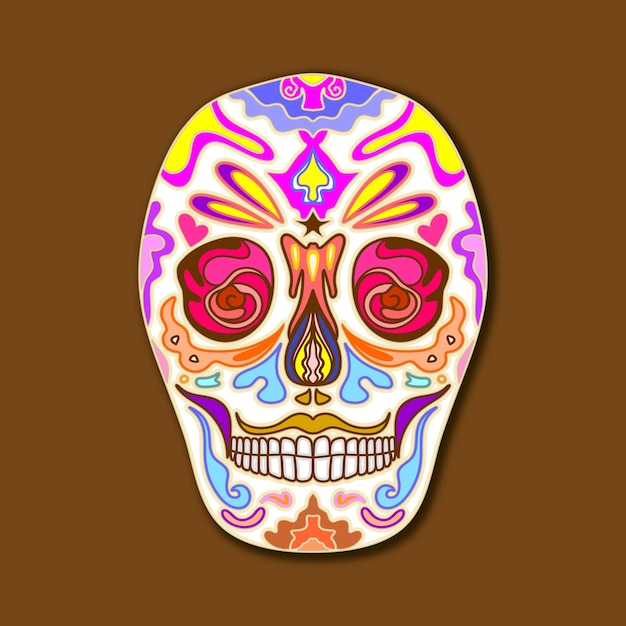 Vector flat skull mask with the theme celebrating the Dia de muertos festival