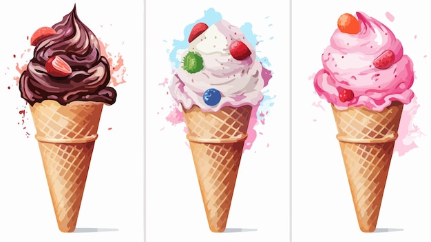 Vector Flat Style Banners with Ice Cream Template