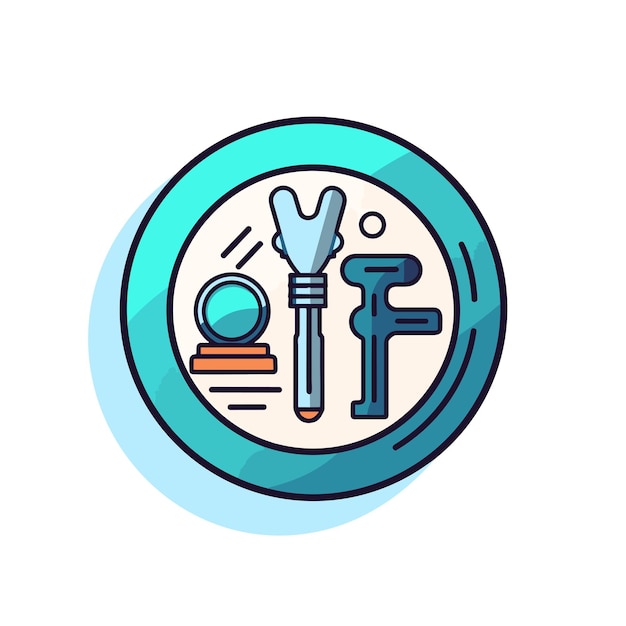 Vector of a flat vector icon of a blue circle with a wrench and a wrench inside