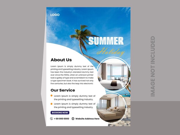 vector flat vertical hotel information flyer template