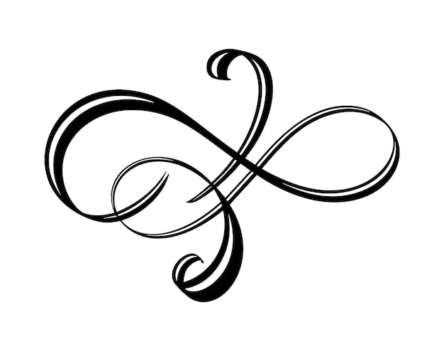 Vector floral calligraphy element flourish Hand drawn divider for page decoration and frame