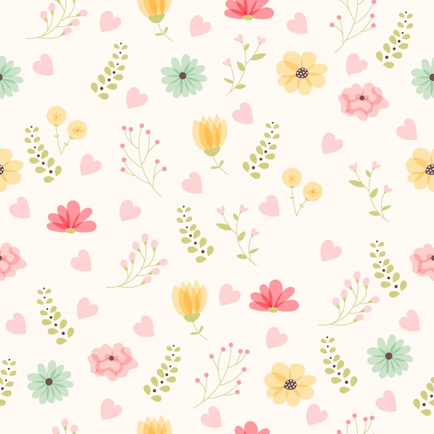 Vector floral pattern in doodle style 