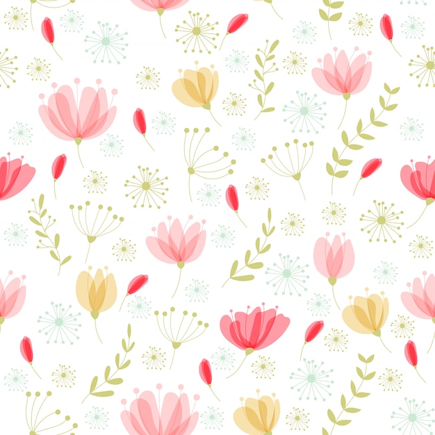 Vector floral pattern in doodle style