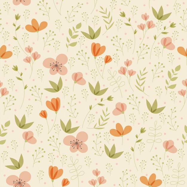 Vector floral pattern in doodle style 