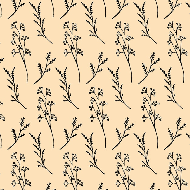 Vector floral seamless pattern in doodle style.