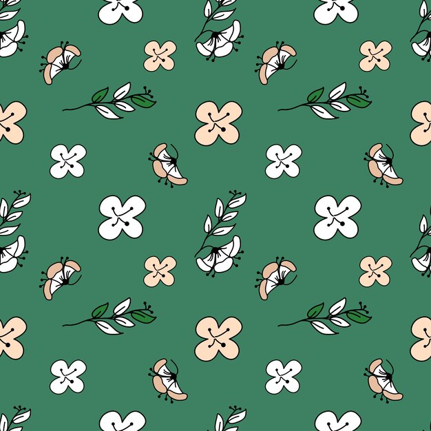 Vector floral seamless pattern in doodle style.