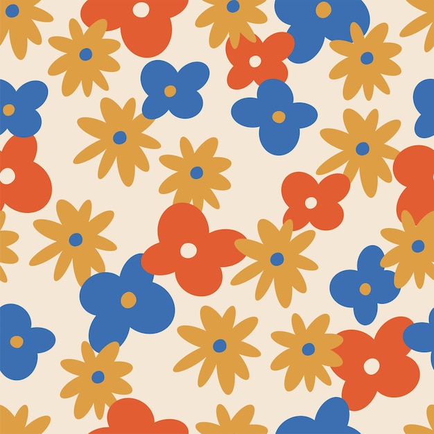 Vector floral set seamless patterns Y2k flowers backgrounds collection for print or social media