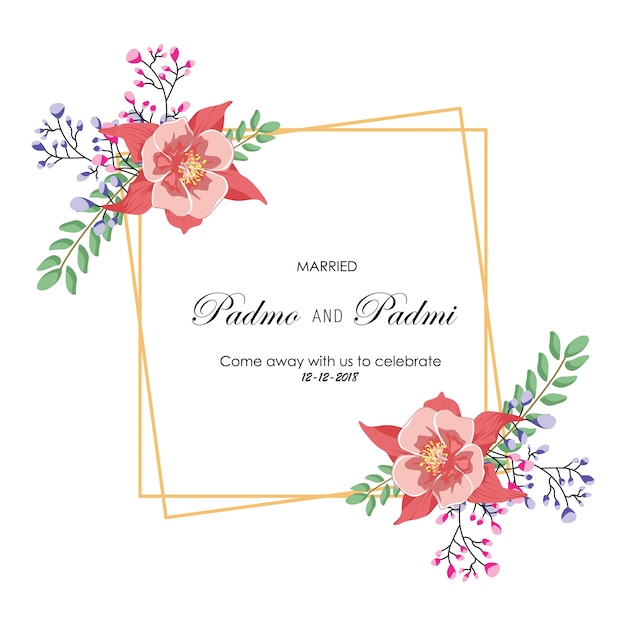 vector floral wedding invitation card 