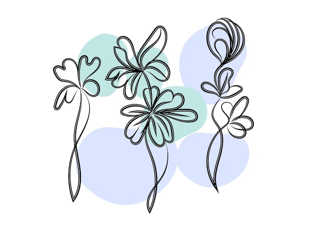 Vector flower arrangement with hand drawn line art