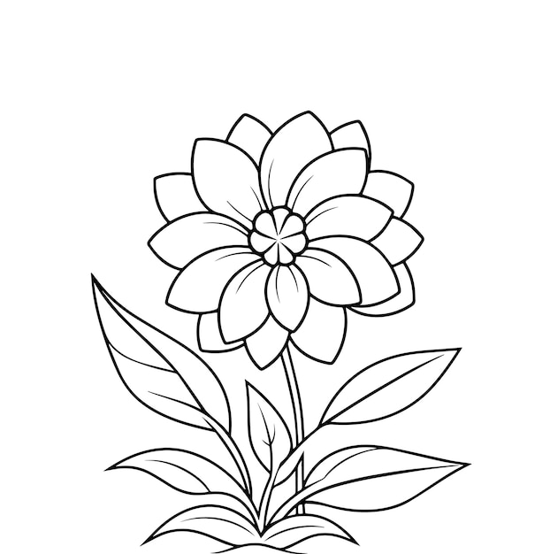 Vector flower illustration line art coloring page