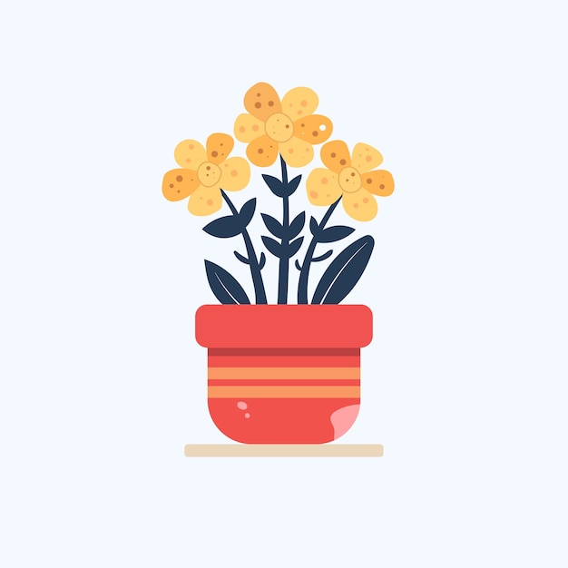 Vector flower in a pot flat style vector illustration