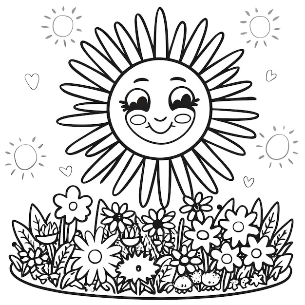 Vector Flowers coloring book page