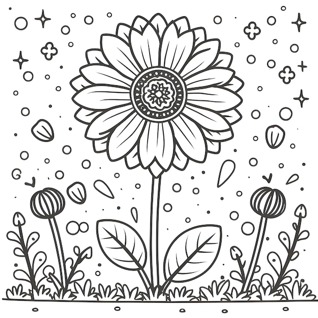 Vector Flowers coloring book page