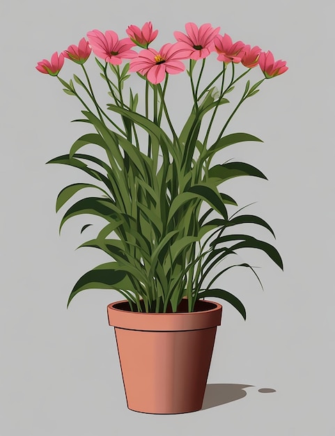 Vector flowers in pot collection